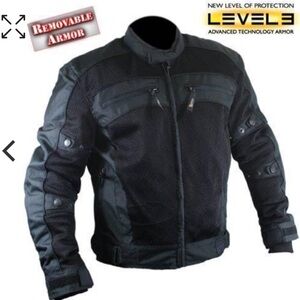 Level 3 Black Men's Protective Mesh Motorcycle Jacket